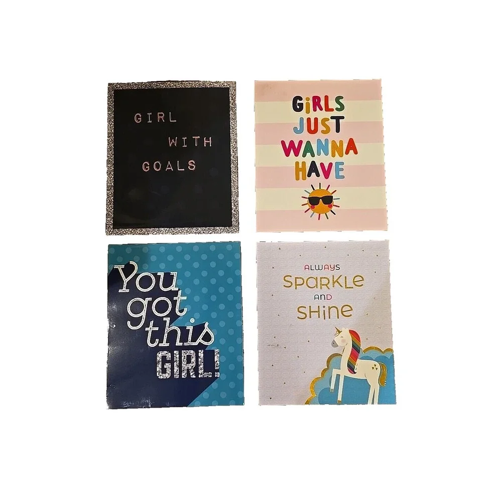 Set of 4 Decorative File Folders, Girls with Goals, Unicorn, Sparkle